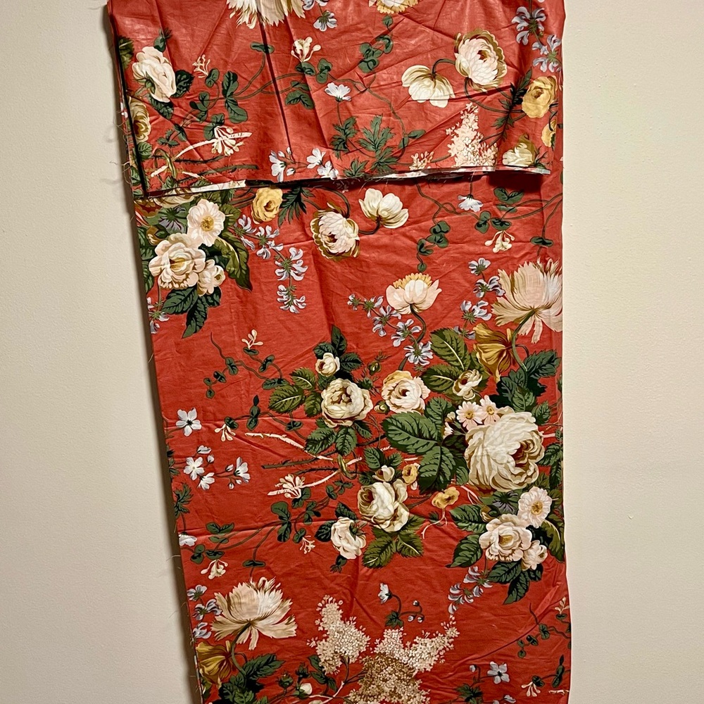 VTG Floral Designer Brunschwig & Fils Fabric in Coral Pink and Green 12 yards - Picture 8 of 14